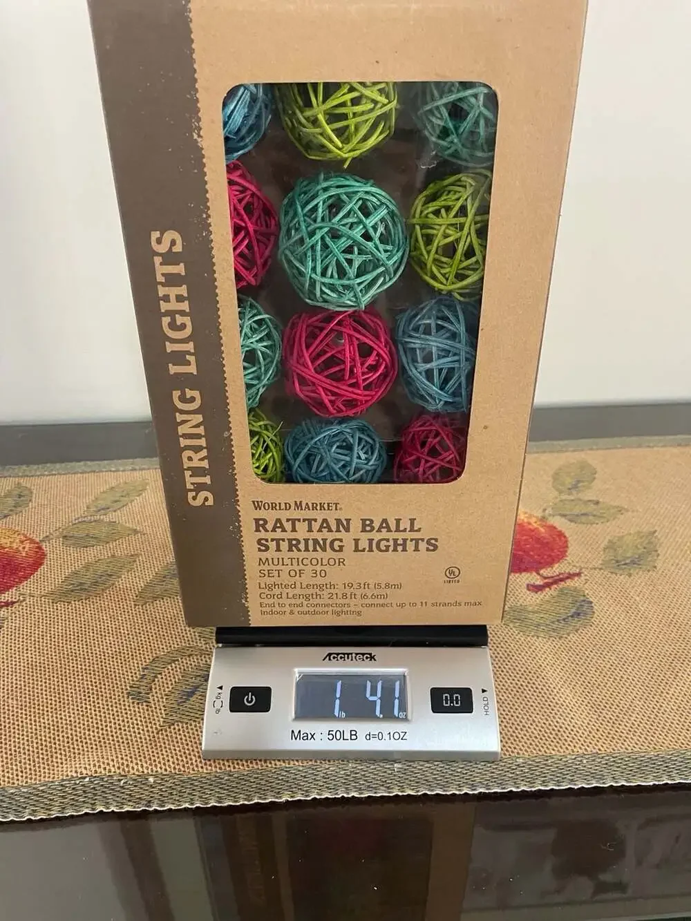 World Market Rattan Ball String Lights Multicolor Set of 30